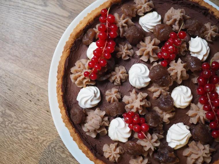 Kestaneli çikolatalı tart